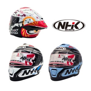 NHK K5R 풀페이스헬멧 오토바이헬멧 경량 더블D링 오니수케 블루파스텔 화이트 알론소