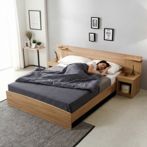 미코퍼니처 루멘 헤드형 침대 단면 본넬 매트리스+발통, SS(슈퍼싱글), 오크