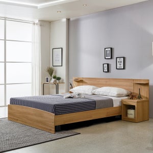 미코퍼니처 루멘 헤드형 침대 단면 본넬 매트리스+발통, Q(퀸), 오크