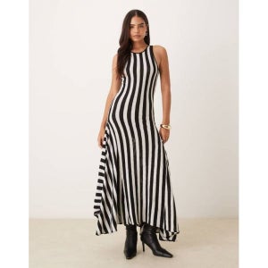 Mango 망고 레이서 맥시 드레스 (검은색과 흰색 줄무늬) 6873814