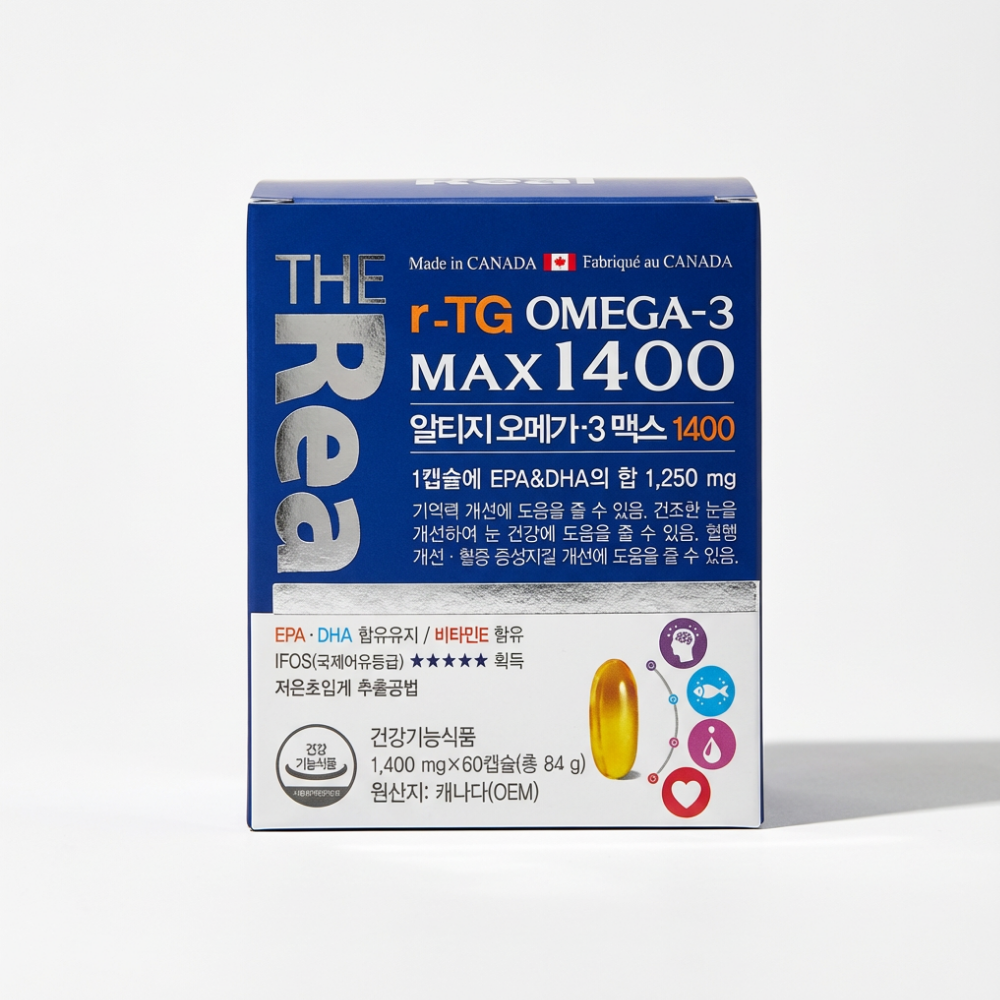 <b>더리얼</b> 캐나다 알티지 rTG 오메가3 맥스 1400 60+60캡슐 총 120캡슐