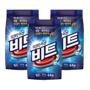 때가 쏙 분말 세탁세제 4.4kg, 3개