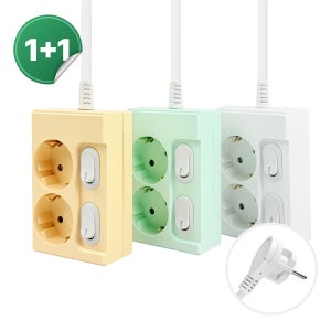 1+1 제로갭 국산 슬림 납작 멀티탭 2구 고용량 개별스위치 16A 1m