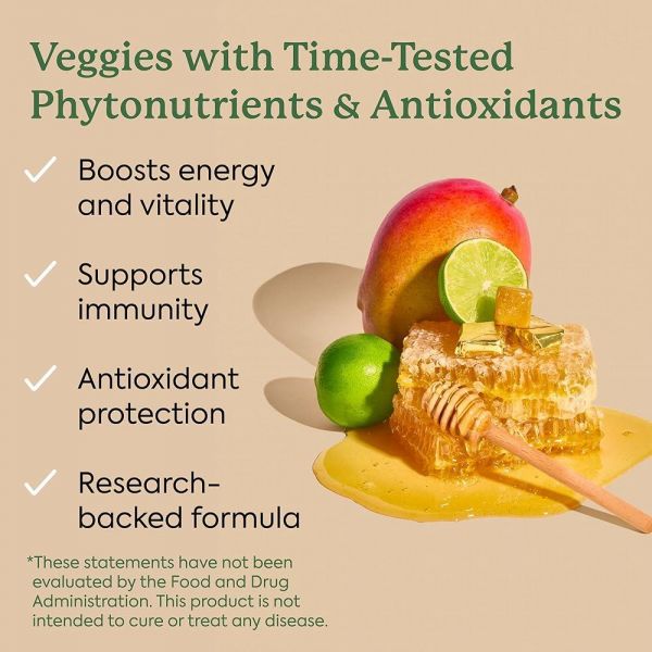 Plant People WonderBee Super Greens Manuka Honey Chews - Bee Pollen, &amp; Vitamin C Immune Support, Ant