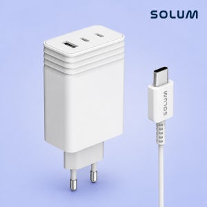 솔루엠 65W GaN 3포트 초고속 충전기 PD PPS 멀티 노트북 아이폰 갤럭시
