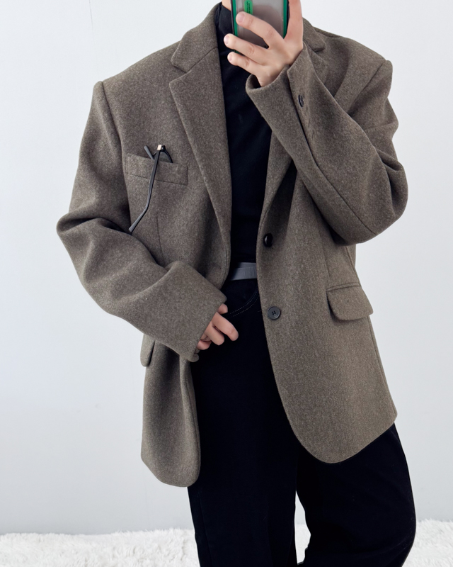 모직 울 블레이저 자켓 오버핏