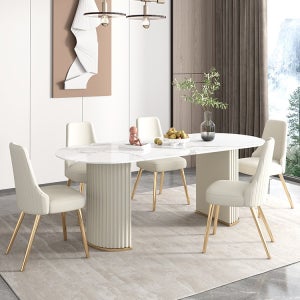 데일리로맨틱 4인용 6인용 타원형 대리석식탁