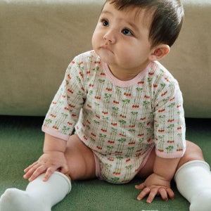 오우아스튜디오 사계절 프루티 메쉬 바디슈트 7부 바디수트 6M 핑크토마토