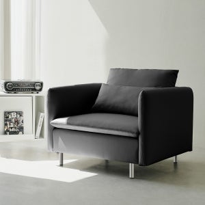 동서가구 모디퍼 가죽 모듈소파 스툴미포함, 블랙, 1인용