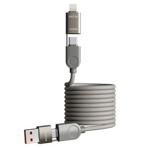 디큐브 마그네틱 우븐 케이블 PD 3.1 240W 4IN1 초고속충전 1.2m