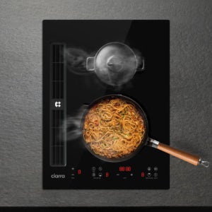 시아라 후드일체형 인덕션 도미노 2구 [국내유일] 플라즈마 플러스 공기정화 CBBEH392BF [무료설치] KC인증