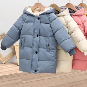 남아 여아 러블리 파스텔 배색 후드 점퍼 롱 패딩