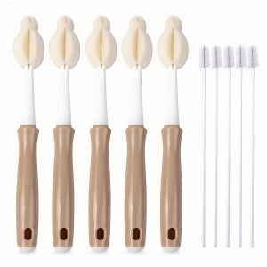 엠피엘 롱 스폰지 젖병 세척솔 5p 21.5cm + 빨대세척솔 5p 세트