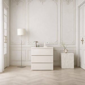 아소르띠 아웃도어 깊은 서랍장 수납장 드레스룸 안방 거실 키즈룸 600x500x759mm, 3단, 크림화이트