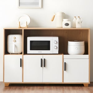 바로방가구 밥솥 선반 와이드 렌지대 홈카페장 코지 1200, 2단, 오크화이트