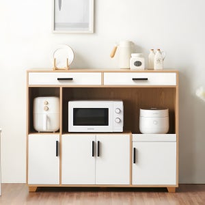 바로방가구 밥솥 선반 와이드 렌지대 홈카페장 코지2 1200, 3단, 오크화이트