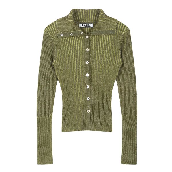 GRAILZ RIBBED BUTTON UP CARDIGAN [GREEN]