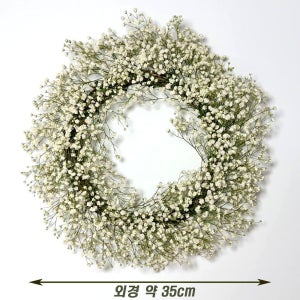 프리저브드 플라워 안개 꽃 리스 생화 리스 시들지 않는 꽃 보존화 현관 문 인테리어 장식