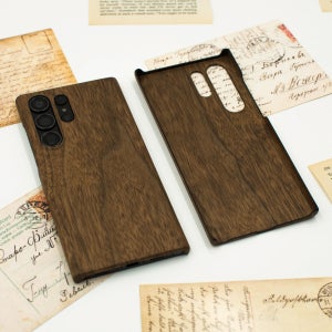 디에이치 초슬림 원목 우드케이스 각인 다크브라운, 갤럭시S23 울트라