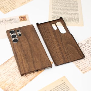 디에이치 초슬림 원목 우드케이스 각인 다크브라운, 갤럭시S24 플러스