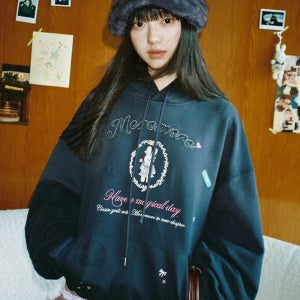 MOROMORO2 모로모로 요정 토끼프린팅 빈티지 후드티 스웨트셔츠