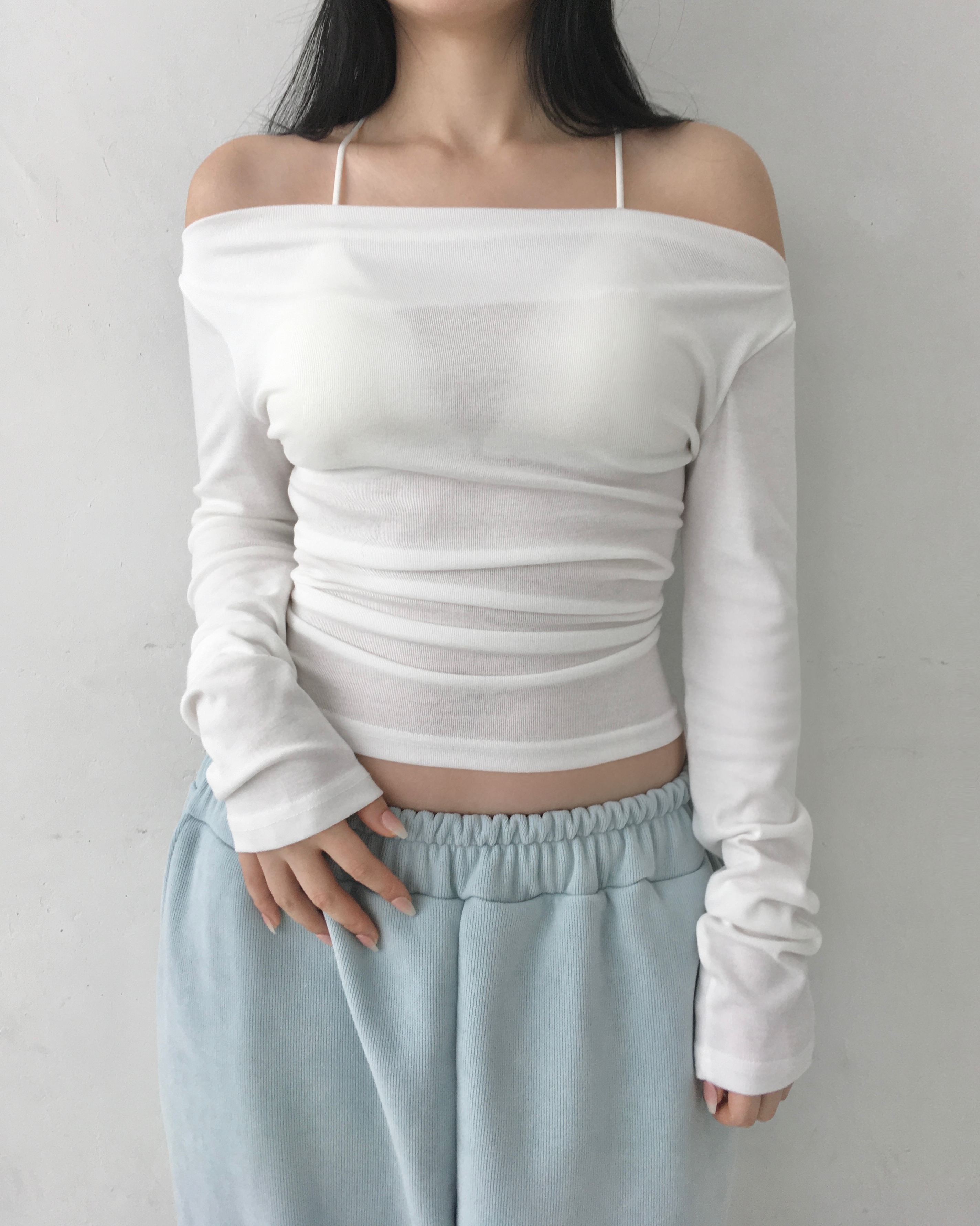corset snap button off tee 코르셋 스냅 버튼 오프 티