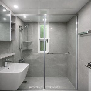 욕실 강화유리 샤워부스 제작 시공 일자형 무힌지 샤워부스