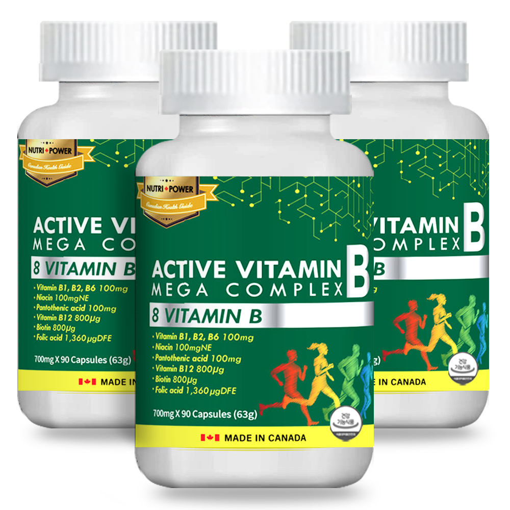 고함량 활성 비타민B 메가 컴플렉스 90정 x 3병 활력 에너지 비타민 B군 무색소