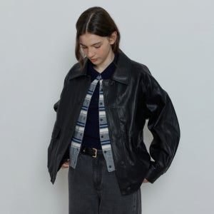 [네이버단독][드파운드] leather bomber jacket - black