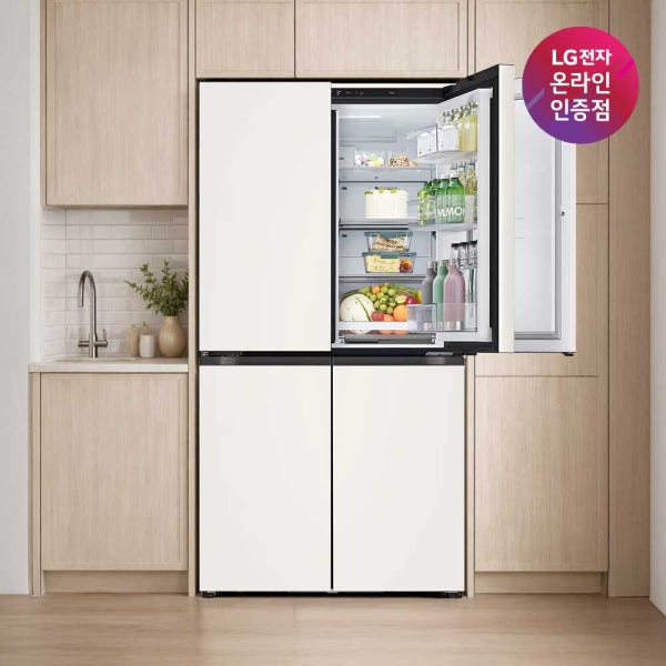 LG 오브제컬렉션 매직스페이스 4도어 냉장고 1등급 베이지 T876MEE111 870L