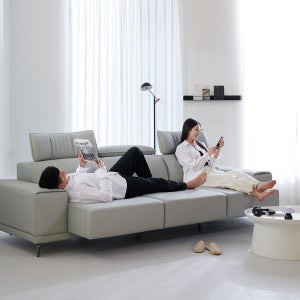 모던홈즈 모디 천연가죽 슬라이딩 모션 리클라이너 4인 소파