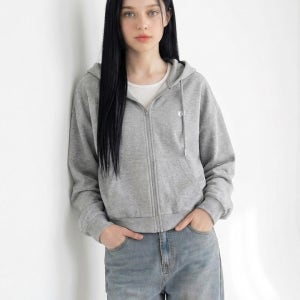 행텐 여성 니트라이크 집업_멜란지그레이