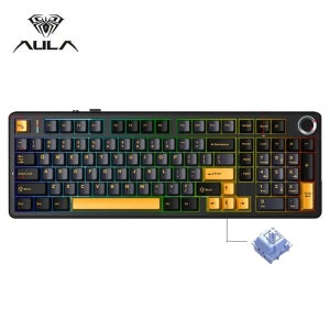 AULA F99PRO 99키 무선 기계식 키보드 오렌지와 블랙