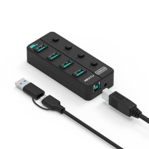 이지넷 USB3.2 GEN2 10G 4포트 개별 유전원 허브 NEXT-814U3-10G