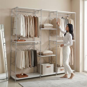 블랑 맞춤 드레스룸 모듈 시스템옷장 철제 수납장 오픈형 옷방 선반2단 원룸