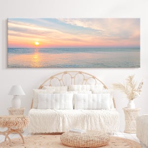 파스텔 감성 힐링 윤슬 바다 풍경 그림 와이드 캔버스 대형 파스텔 노을 바다