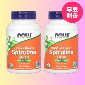 나우푸드 스피루리나 유기농 스피루나 스피룰리나 500mg 200정 2개
