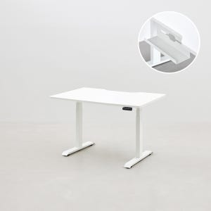 [두닷] 콰트로 모션데스크 멀티탭형 3단 1200x800mm, 에어화이트+화이트