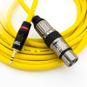 HDTOP 국산 3.5 스테레오 TO XLR 암 마이크 케이블 옐로우 50M HT-TP2264