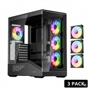 1stPlayer GM7 ARGB BTF(블랙) + FM7 120 ARGB 리버스(블랙)3개 패키지