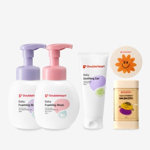더블하트 베이비 수딩젤 200ml+쿨링 선팩트 13ml+선스틱 11gx2 (6m+)+포밍워시 300ml