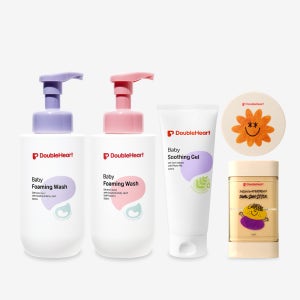 더블하트 베이비 수딩젤 200ml+쿨링 선팩트 13ml+선스틱 11gx2 (6m+)+포밍워시 500ml