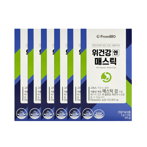 프롬바이오 위건강엔 <b>매스틱</b> 3개월 3g x 15포, 6개(유통기한 27년 4월13일까지)
