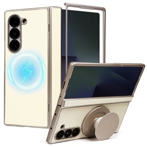 [거치톡포함] 제루크 맥세이프 힌지보호 풀커버 천연소가죽 케이스 아이보리, 갤럭시Z 폴드4