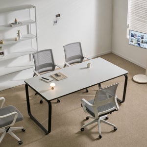 티에스퍼니처 데임 회의테이블 작업 사무용 25T 1800x900mm, 블랙+화이트