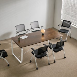 티에스퍼니처 데임 회의테이블 작업 사무용 25T 2000x900mm, 화이트+라이트월넛
