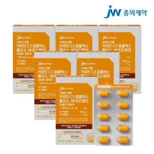 JW중외제약 수용성 강황 커큐민 C3 콤플렉스 바이오페린 피페린 흑후추 60정, 6개