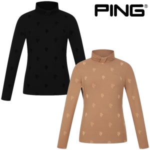핑 골프웨어 여성 골프 이너 티셔츠 선인장 패턴 반목 간절기 신축성 긴팔 E3TI061