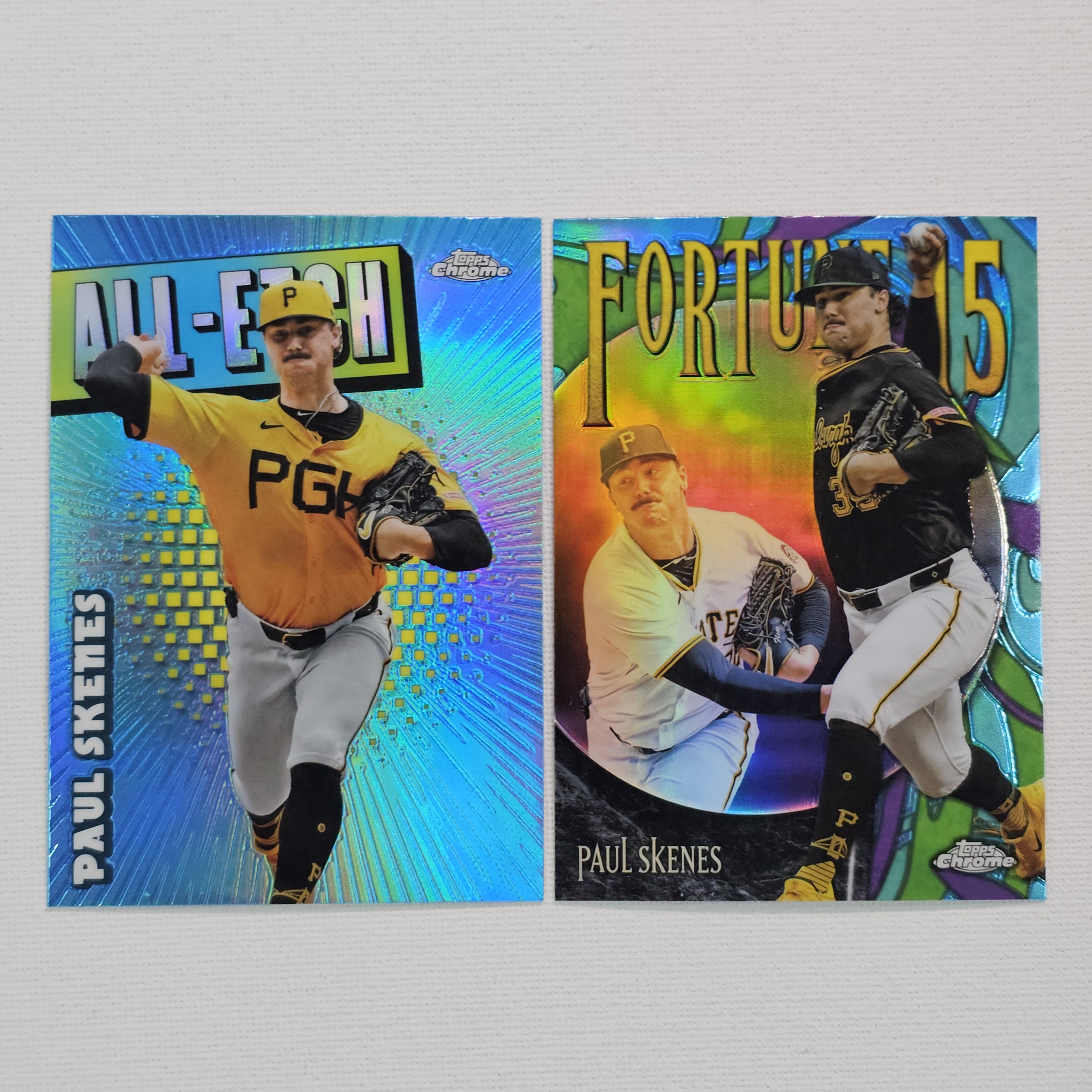 2025 Topps Chrome All-Etch Paul Skenes Fortune 15 폴 스킨스 야구카드 2장 일괄 / MLB-63