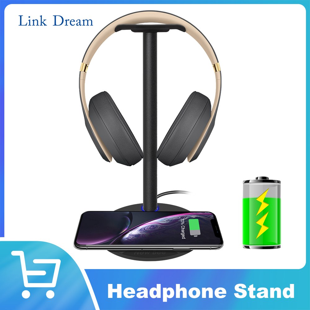 헤드셋 스탠드 헤드폰 걸이 거치대 LINK <b>DREAM</b> 고속 무선 충전 2IN1 10W LK-FW-B